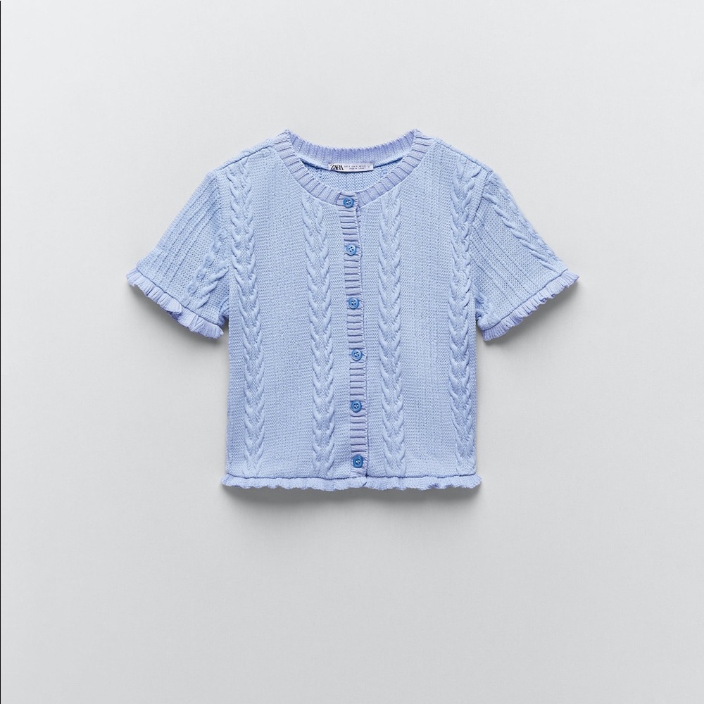 zara mini cable knit cardigan